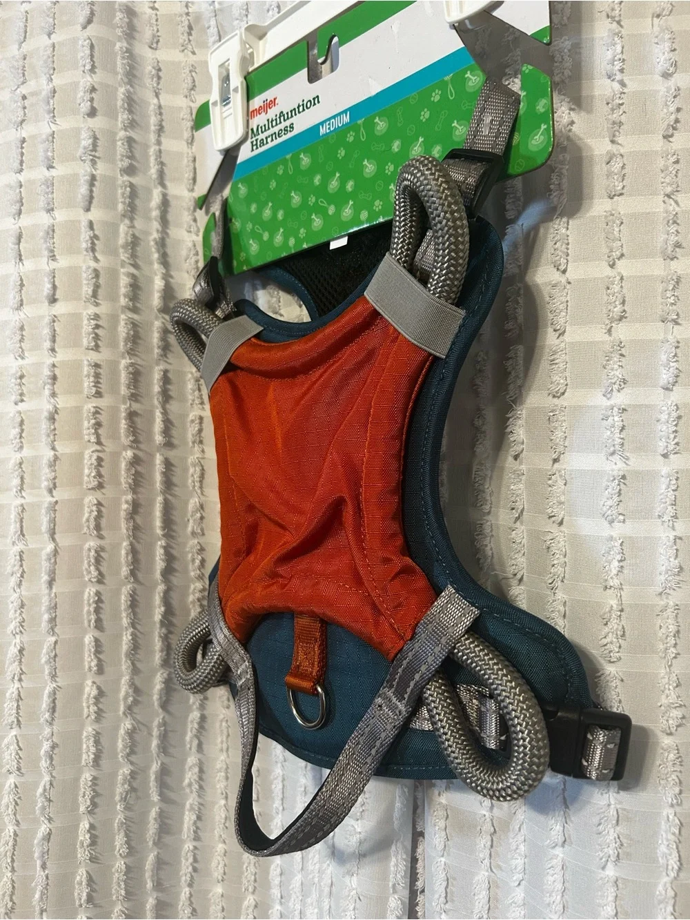 Orange & Teal Dog Harness Medium with Frisbee with Reflective Trim